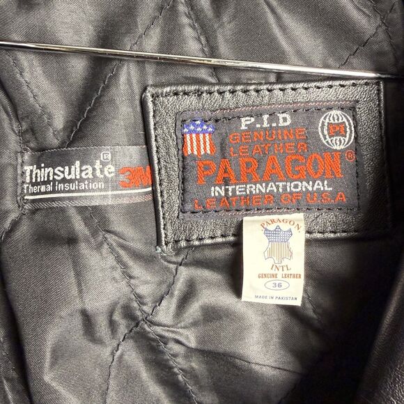 Vintage 80s 90s Leather Black Biker Moto Jacket, Paragon,Thinsulate Tassel Style - Picture 12 of 15